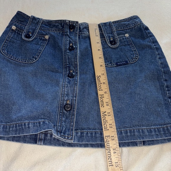 Guess Denim Jean Mini Skirt Button Down Front Pockets Sz29(8) Bohemian Festival - Picture 7 of 7